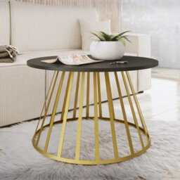 Mokod Modern Coffee Table With Gold Metal Legs Black - thumbnail 2