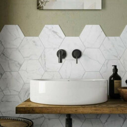 Top Ceramics White Marble Matt Hexagon Floor Wall Tile (L)22.5Cm X (W)22.9Cm Each Box 0.87Sqm - thumbnail 1
