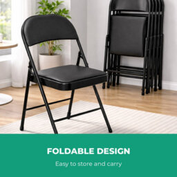 Geepas Royalford Heavy Duty Black Folding Padded Chair With Metal Frame Pack Of 6 - thumbnail 8
