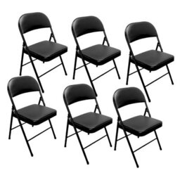 Geepas Royalford Heavy Duty Black Folding Padded Chair With Metal Frame Pack Of 6 - thumbnail 1