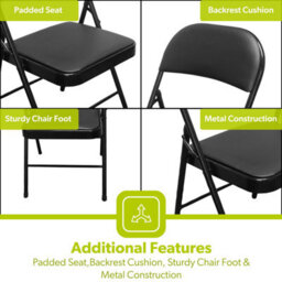 Geepas Royalford Heavy Duty Black Folding Padded Chair With Metal Frame Pack Of 6 - thumbnail 4
