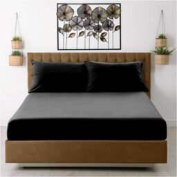 Gc Gaveno Cavailia Percale Deep Fitted Sheet Super King Black Extra Deep Pocket 16 Inch (40 Cm)