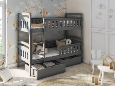 Arte Modern Harry Wooden Bunk Bed With Storage And No Mattress In Graphite W1980mm X H1640mm X D980mm - image 1