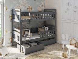 Arte Modern Harry Wooden Bunk Bed With Storage And No Mattress In Graphite W1980mm X H1640mm X D980mm - thumbnail 1