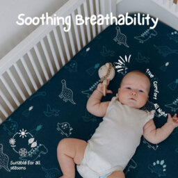 MHG Living 100% Cotton Jersey Fitted Cot Sheet - Soft And Breathable Baby Bedding - Denim Blue & Dino - Fits 120X60Cm - thumbnail 3