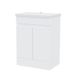 Nes Home Flat Pack 600mm Gloss White Basin Vanity & Close Coupled Rimless Toilet Set - thumbnail 9
