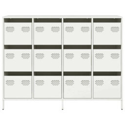 Berkfield Sideboard White 135X39X103.5 Cm Cold-Rolled Steel - thumbnail 5