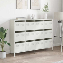 Berkfield Sideboard White 135X39X103.5 Cm Cold-Rolled Steel - thumbnail 3