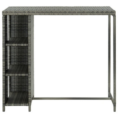 Berkfield Durable Bar Table With Storage Rack Grey 120X60X110 Cm Poly Rattan - image 1