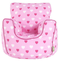 Bean Lazy Cotton Pink Hearts Bean Bag Arm Chair With Beans Child / Teen Size - thumbnail 1
