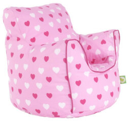 Bean Lazy Cotton Pink Hearts Bean Bag Arm Chair With Beans Child / Teen Size - thumbnail 2