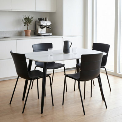 Core Products Aspen White 120Cm Rectangular Table And 4 Bali Black Moulded Plastic Chairs - image 1