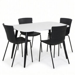 Core Products Aspen White 120Cm Rectangular Table And 4 Bali Black Moulded Plastic Chairs - thumbnail 2