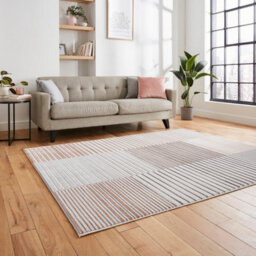 Grey Rose Striped Modern Rug Easy To Clean Dining Room-120Cm X 170Cm - thumbnail 2
