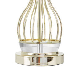 Orsina Curved Wireframe Table Lamp With Crystal Bands, Grey Fabric Shade Accent Light, Decorative Lighting Fixture - thumbnail 5