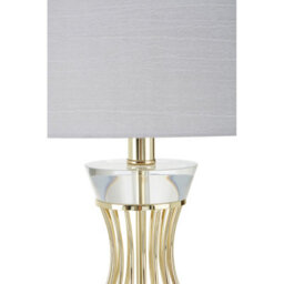 Orsina Curved Wireframe Table Lamp With Crystal Bands, Grey Fabric Shade Accent Light, Decorative Lighting Fixture - thumbnail 4