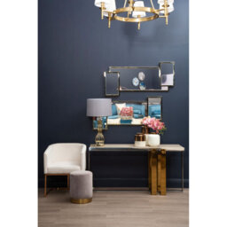 Orsina Curved Wireframe Table Lamp With Crystal Bands, Grey Fabric Shade Accent Light, Decorative Lighting Fixture - thumbnail 3