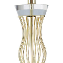 Orsina Curved Wireframe Table Lamp With Crystal Bands, Grey Fabric Shade Accent Light, Decorative Lighting Fixture - thumbnail 6