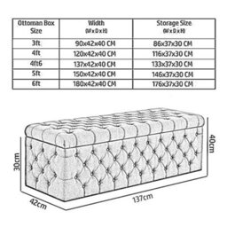 137Cm Wide Lux Ottoman Storage Box, Duck Egg Velvet Upholstered Chesterfield Storage Ottoman Box - thumbnail 3