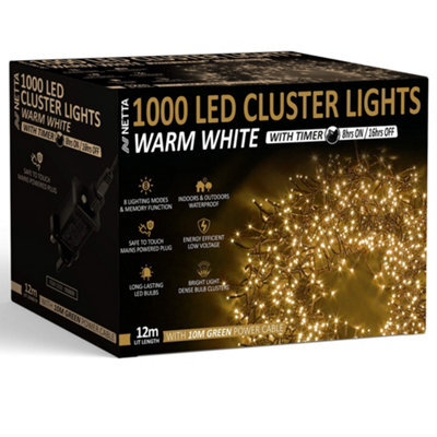 NETTA 1000 Led Cluster String Lights 12M Indoor/outdoor Christmas Lights - Warm White - image 1