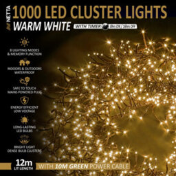 NETTA 1000 Led Cluster String Lights 12M Indoor/outdoor Christmas Lights - Warm White - thumbnail 2