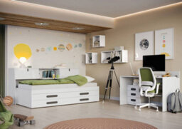 Arte Replay Under Bed Drawers And Trundle Bed Set, White Gloss With Grey Handles - W2000mm X H320mm X D840mm - thumbnail 2
