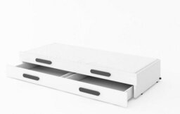 Arte Replay Under Bed Drawers And Trundle Bed Set, White Gloss With Grey Handles - W2000mm X H320mm X D840mm - thumbnail 1