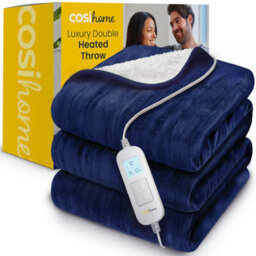 Cosi Home Double Fleece & Sherpa Electric Heated Throw - Navy - thumbnail 1