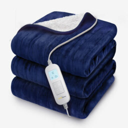 Cosi Home Double Fleece & Sherpa Electric Heated Throw - Navy - thumbnail 3