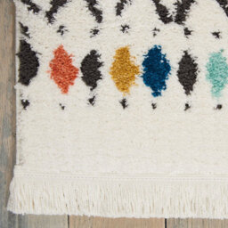 White Modern Shaggy Moroccan Geometric Dining Room Bedroom & Living Room Rug-282Cm X 389Cm - thumbnail 3