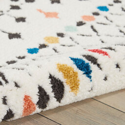 White Modern Shaggy Moroccan Geometric Dining Room Bedroom & Living Room Rug-282Cm X 389Cm - thumbnail 4