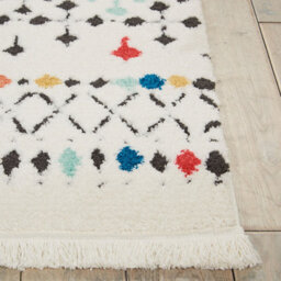 White Modern Shaggy Moroccan Geometric Dining Room Bedroom & Living Room Rug-282Cm X 389Cm - thumbnail 5