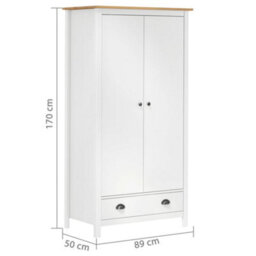 Berkfield 2-Door Wardrobe Hill White 89X50X170 Cm Solid Pine Wood - thumbnail 9