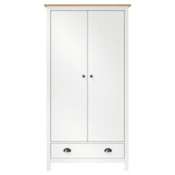 Berkfield 2-Door Wardrobe Hill White 89X50X170 Cm Solid Pine Wood - thumbnail 2
