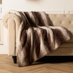 Ohs Stripe Faux Fur Throw, Brown - 125 X 150Cm - thumbnail 1