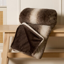 Ohs Stripe Faux Fur Throw, Brown - 125 X 150Cm - thumbnail 2