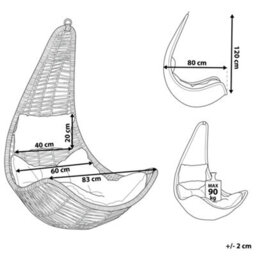 Beliani Hanging Chair Atri Ii Pe Rattan Black - thumbnail 3