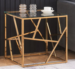 Comfy Living Glass And Gold Metal Square End Table Side Table - thumbnail 3