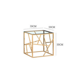 Comfy Living Glass And Gold Metal Square End Table Side Table - thumbnail 2