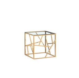 Comfy Living Glass And Gold Metal Square End Table Side Table - thumbnail 4