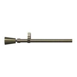GoodHome Antiki Satin Antique Brass Effect Extendable Cone Single Curtain Pole Set, (L)1200mm-2100mm (Dia)19mm - thumbnail 1