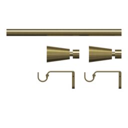 GoodHome Antiki Satin Antique Brass Effect Extendable Cone Single Curtain Pole Set, (L)1200mm-2100mm (Dia)19mm - thumbnail 2