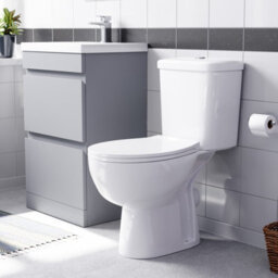 Nes Home 500mm 2 Drawers Matte Grey Basin Vanity Unit & Close Coupled Toilet - thumbnail 2