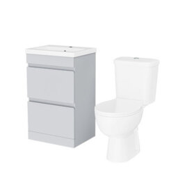 Nes Home 500mm 2 Drawers Matte Grey Basin Vanity Unit & Close Coupled Toilet - thumbnail 5
