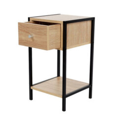 Core Products Kelly One Drawer Compact Bedside Cabinet In Oak Effect With Metal Frame - Modern Bedside Table - thumbnail 4
