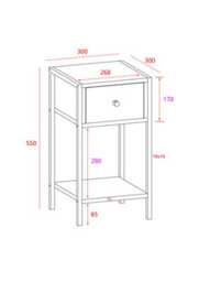 Core Products Kelly One Drawer Compact Bedside Cabinet In Oak Effect With Metal Frame - Modern Bedside Table - thumbnail 7