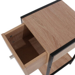 Core Products Kelly One Drawer Compact Bedside Cabinet In Oak Effect With Metal Frame - Modern Bedside Table - thumbnail 6