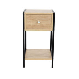 Core Products Kelly One Drawer Compact Bedside Cabinet In Oak Effect With Metal Frame - Modern Bedside Table - thumbnail 3