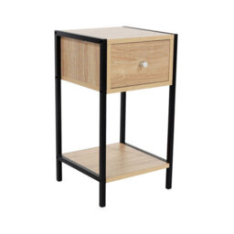Core Products Kelly One Drawer Compact Bedside Cabinet In Oak Effect With Metal Frame - Modern Bedside Table - thumbnail 2