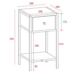 Core Products Kelly One Drawer Compact Bedside Cabinet In Oak Effect With Metal Frame - Modern Bedside Table - thumbnail 8